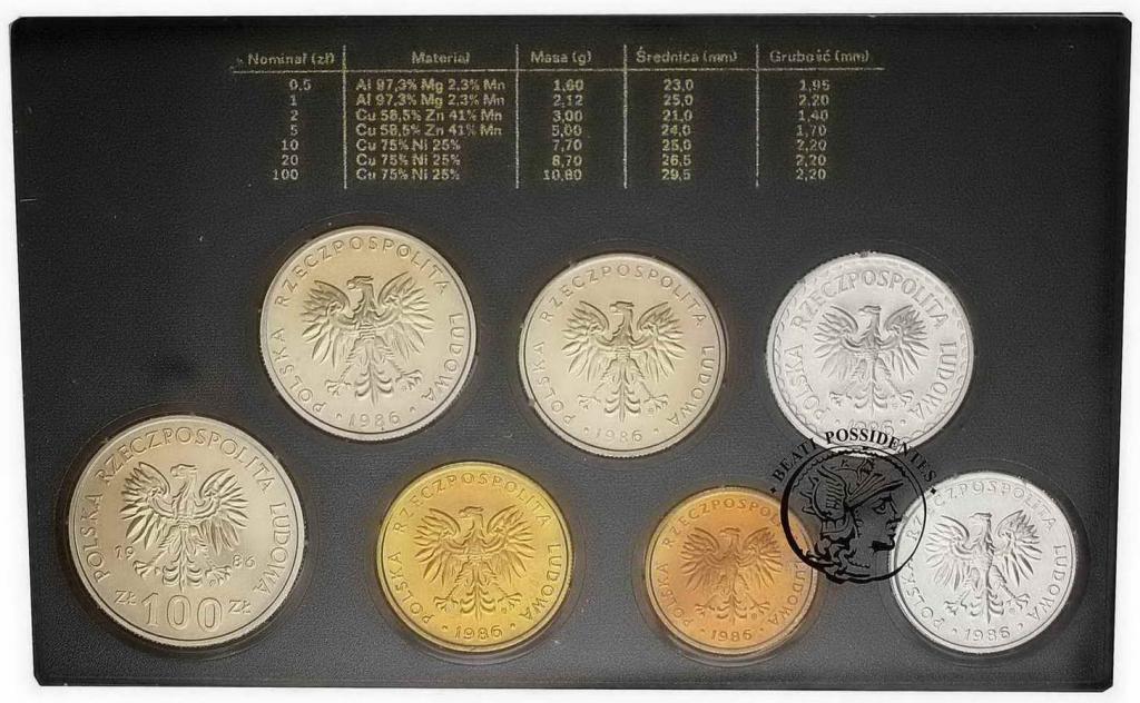 Zestaw rocznikowy monet obiegowych 1986 st.L