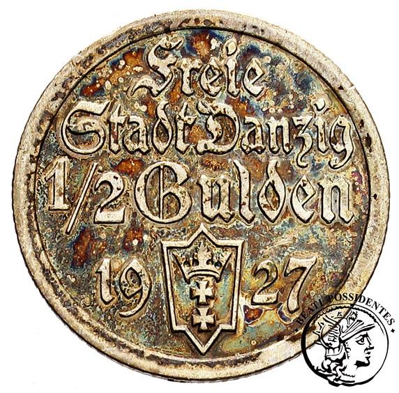 Wolne Miasto Gdańsk 1/2 Guldena 1927 st. 3+