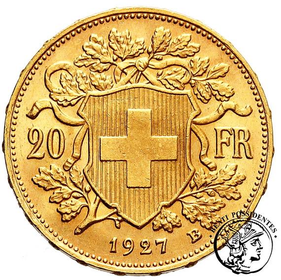 Szwajcaria 20 franków 1927 Vreneli st. 2+