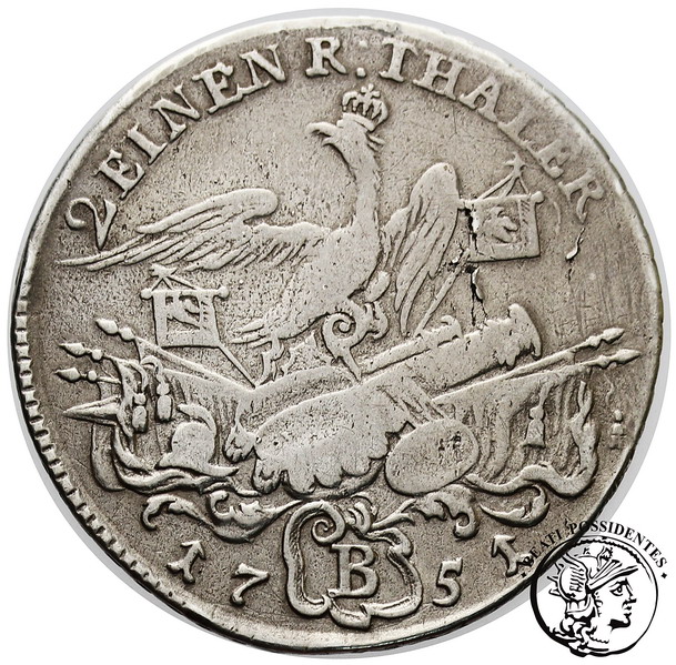 Niemcy Prusy 1/2 Talara 1751 B Wrocław st.3-