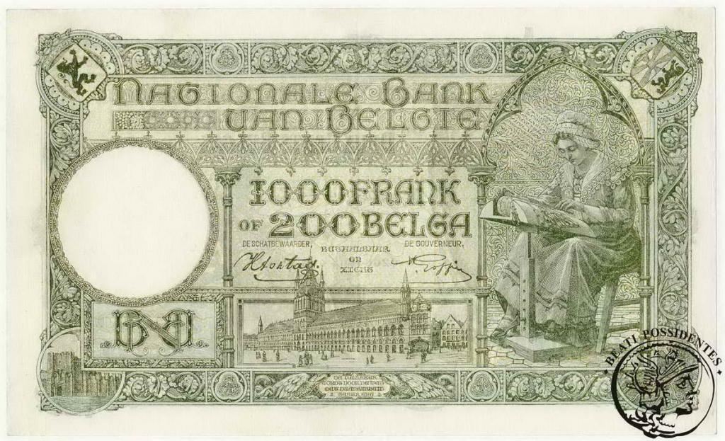Belgia 1000 Franków (1944) 1919 st. 3+