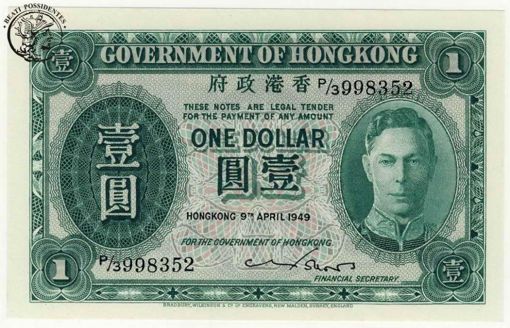 Hong Kong 1 $ dolar 1949 st. 1/1-