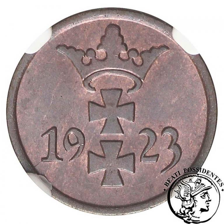 Wolne Miasto Gdańsk 1 fenig 1923 NGC MS 65 BN