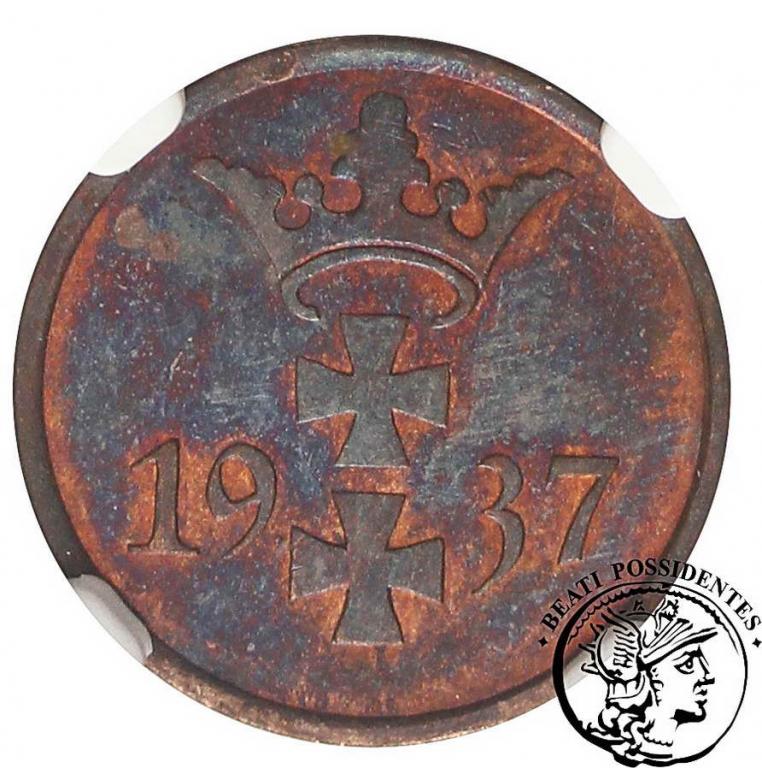 Wolne Miasto Gdańsk 1 fenig 1937 NGC MS 62 RB