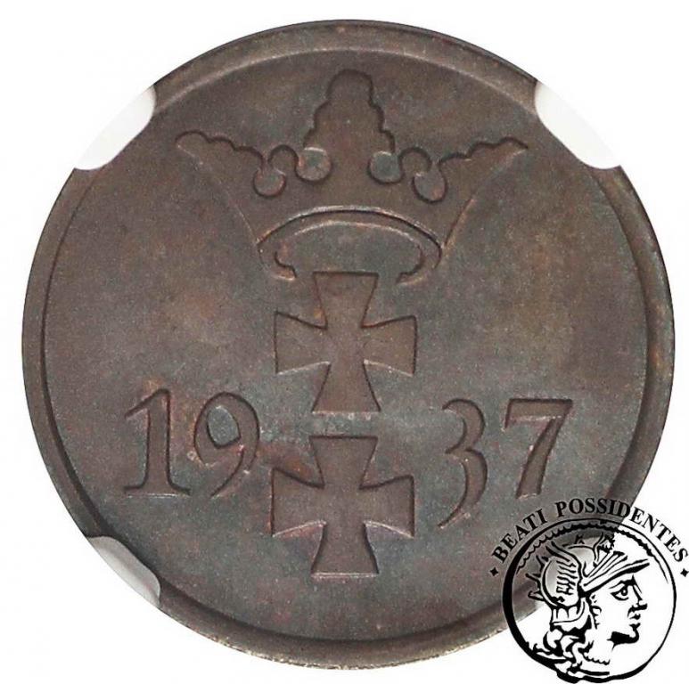 Wolne Miasto Gdańsk 1 fenig 1937 NGC MS 62 BN