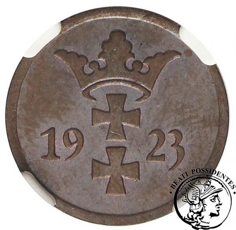 Wolne Miasto Gdańsk 2 fenigi 1923 NGC MS 63 BN