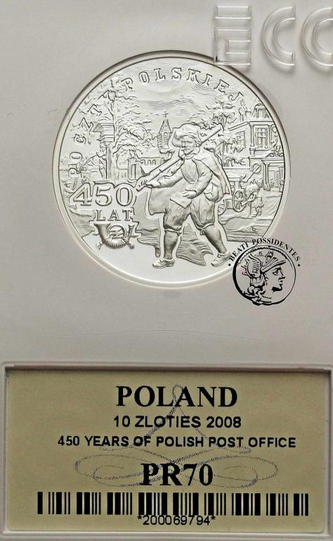 10 złotych 2008 Poczta Polska GCN PR 70