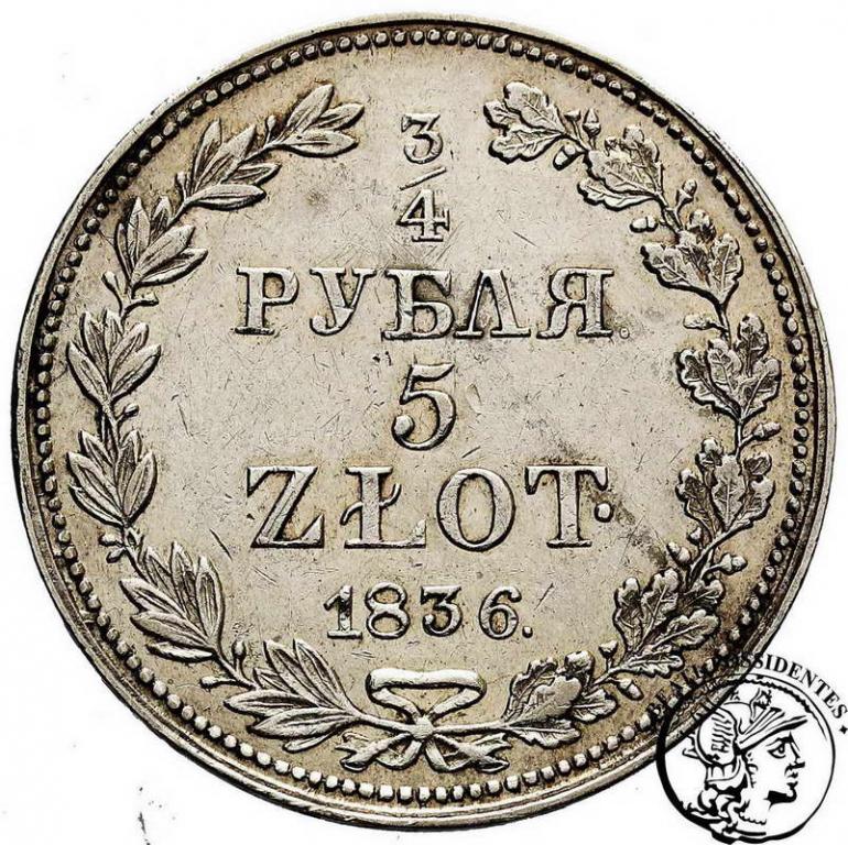 3/4 Rbl = 5 zł 1836 MW Mikołaj I st.3+