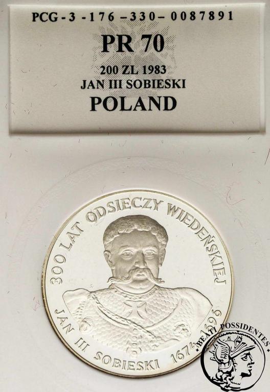 200 złotych 1983 Sobieski PCG PR 70