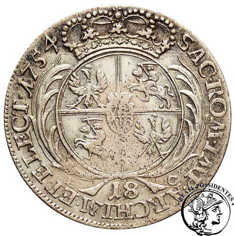 August III Sas ort koronny 1754 st. 3
