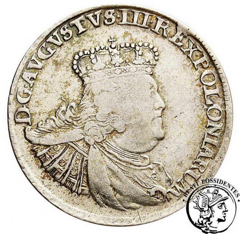 August III Sas ort koronny 1756 st. 3