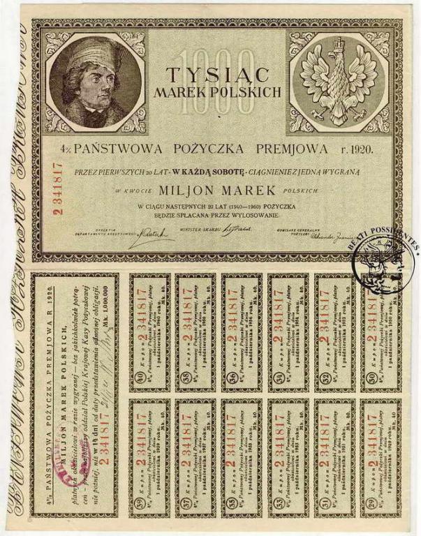 Obligacja 1920 1000 Marek Polskich st. 3