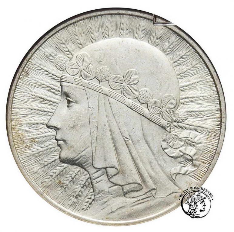 10 złotych 1932 b/zn głowa kobiety GCN AU 58
