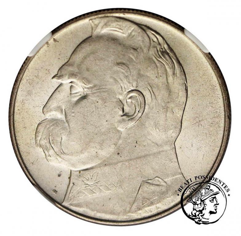 II RP 10 złotych 1939 Piłsudski NGC UNC DETAILS