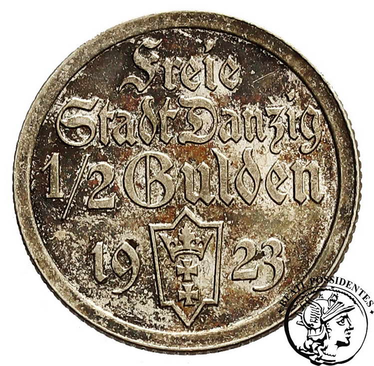 Wolne Miasto Gdańsk 1/2 Guldena 1923 st.2