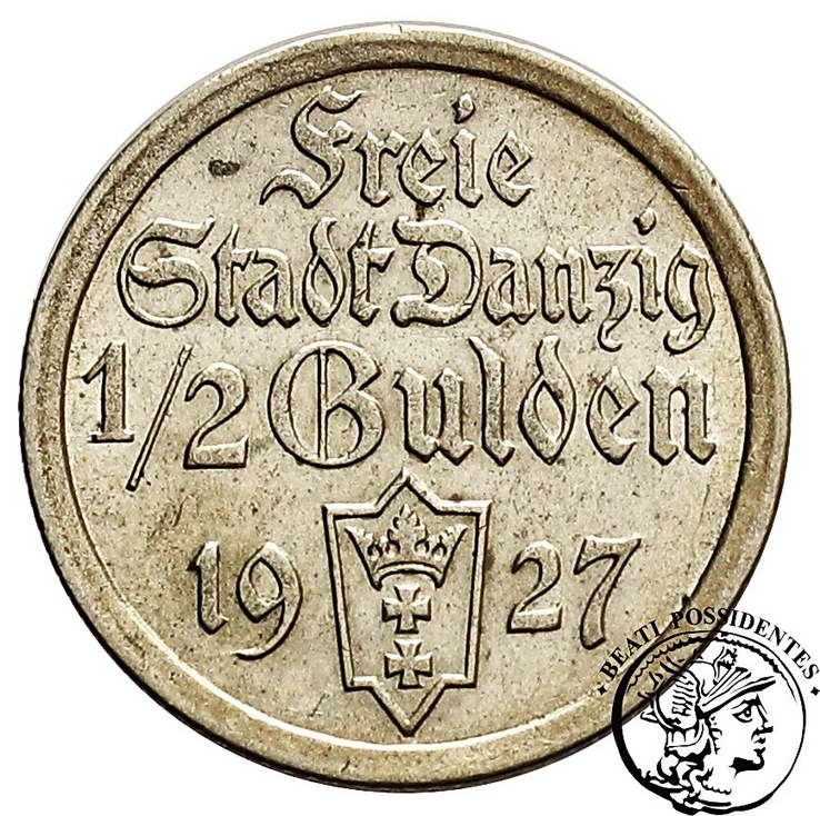 Wolne Miasto Gdańsk 1/2 Guldena 1927 st.2-