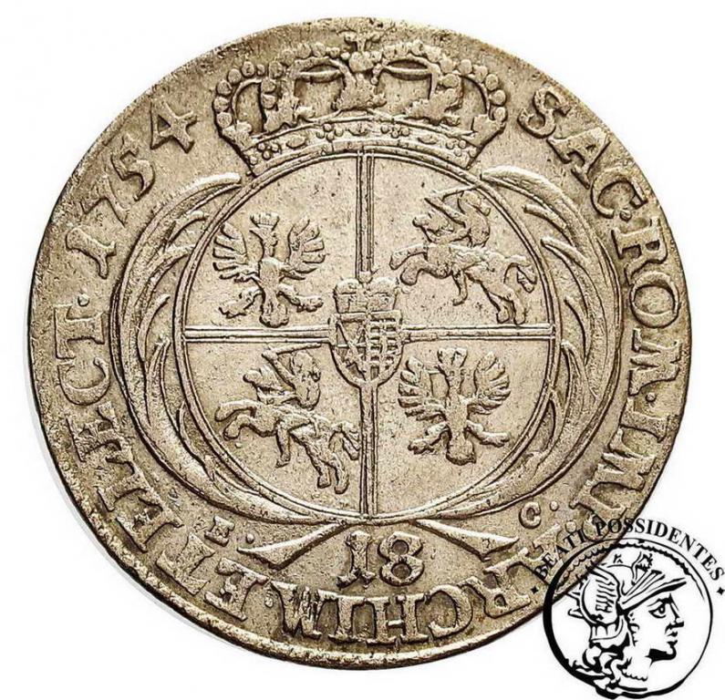 August III Sas ort koronny 1754 st. 3