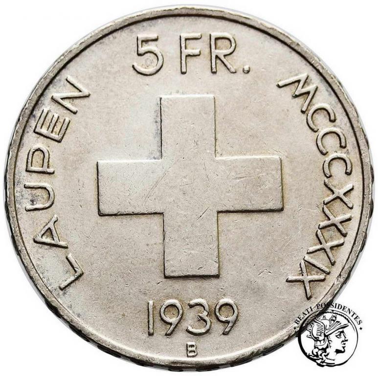 Szwajcaria 5 Franków 1939 Laupen 600 lat st.3