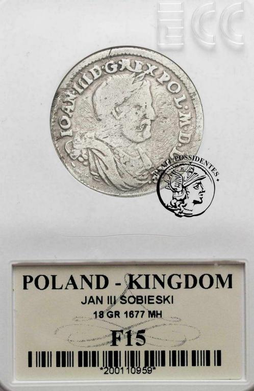 Jan III Sobieski ort koronny 1677 GCN F 15