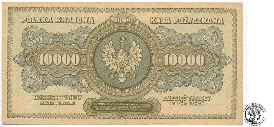Banknot 10000 marek polskich 1922 st. 1- (UNC-)