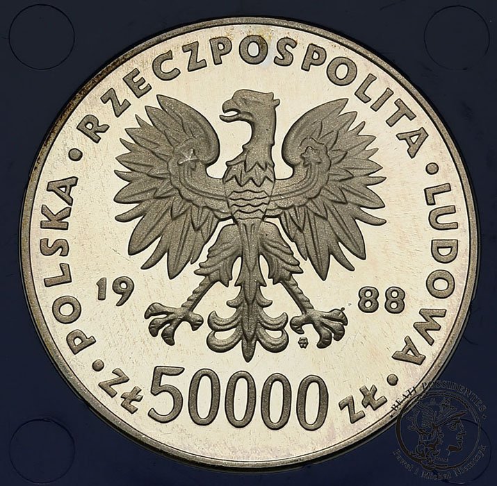 PRL 50 000 złotych 1988 Piłsudski st.L