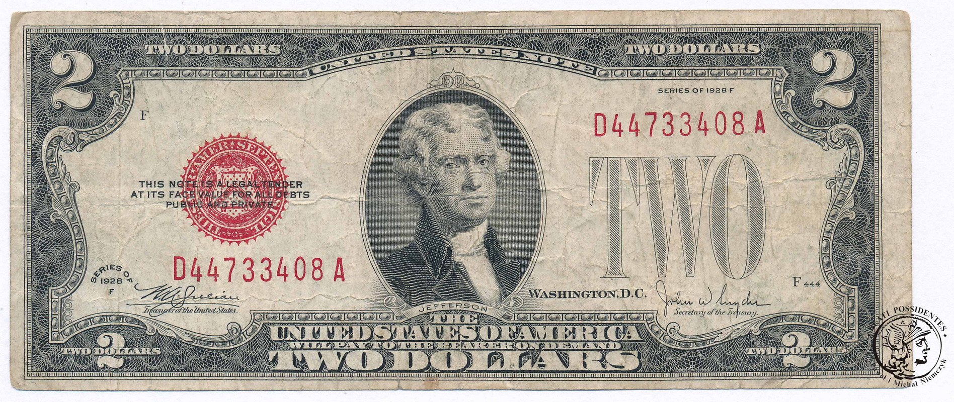 USA 2 dolary 1928 odmiana czerwona st. 3