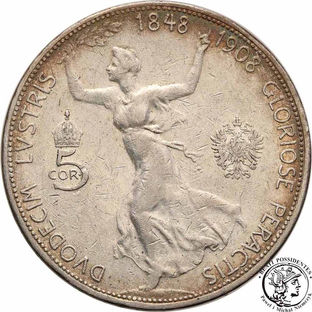 Austria 5 koron 1908 Jubileusz st. 3+