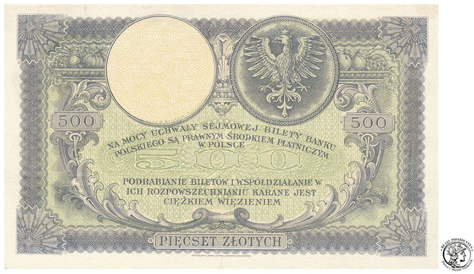 Banknot 500 złotych 1919 Kościuszko ser.SA - st2