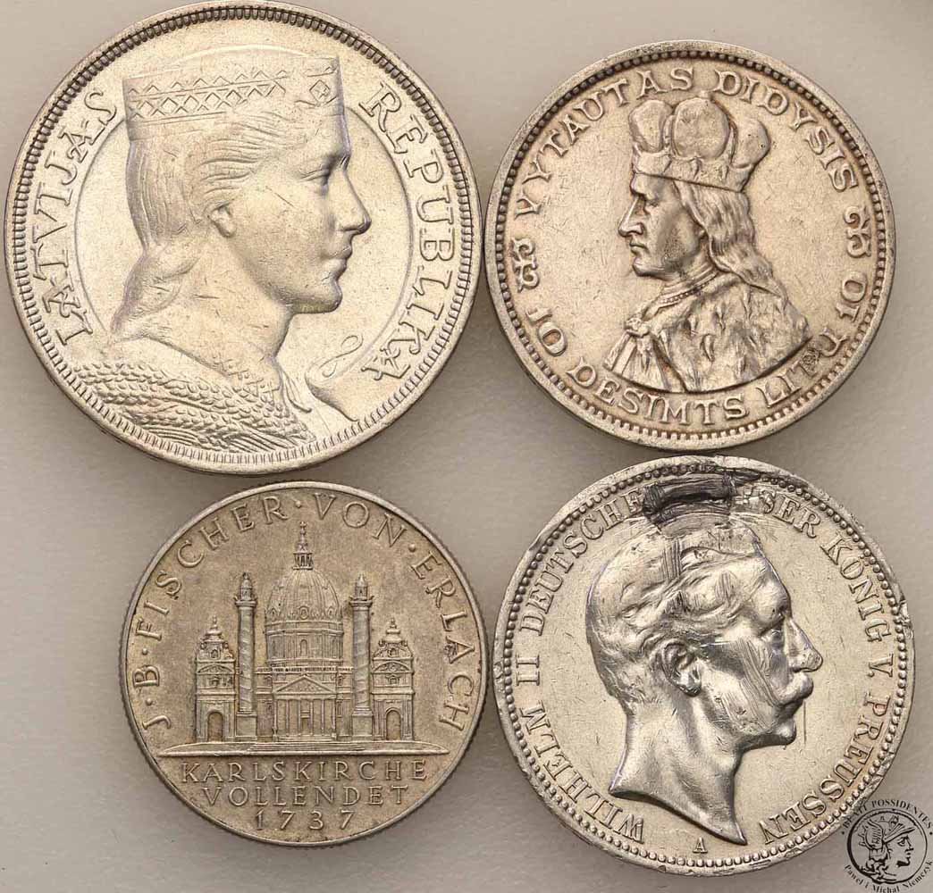 Europa monety przedwojenne srebro lot 4 szt st.2/4