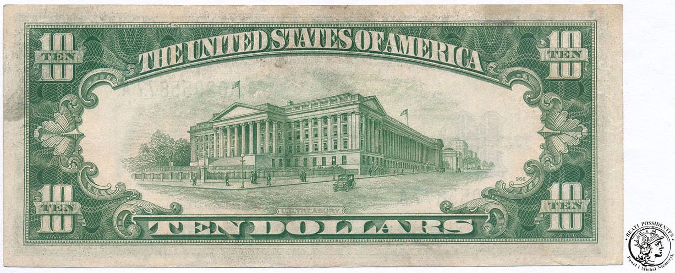 USA 10 dolarów 1934 A silver certificate st.3