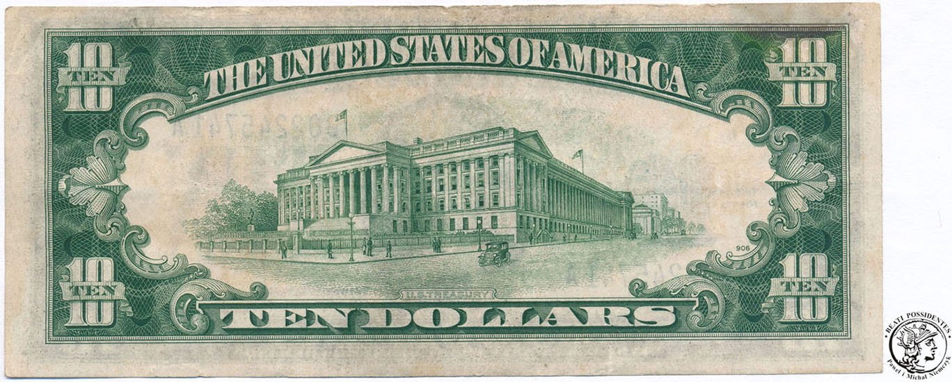 USA 10 dolarów 1934 A silver certificate st.3