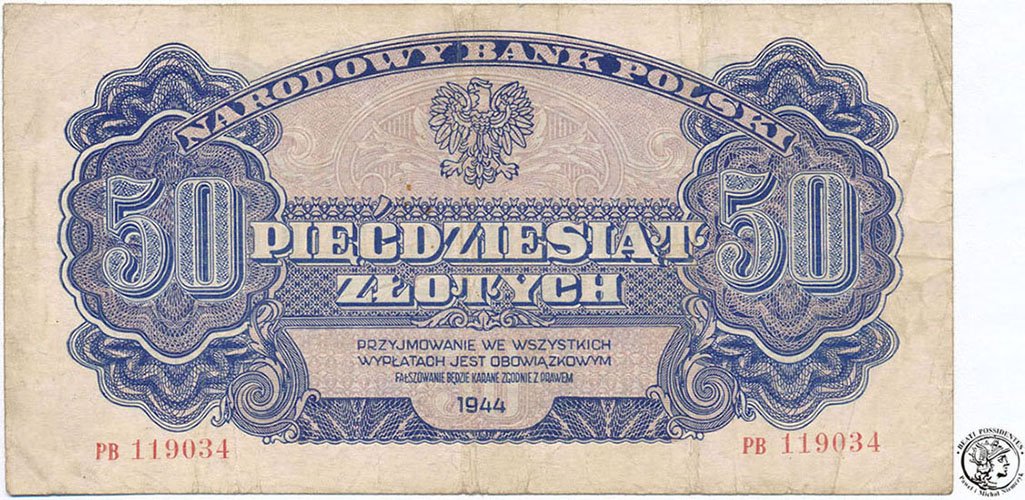 Banknot 50 złotych 1944 st.3-