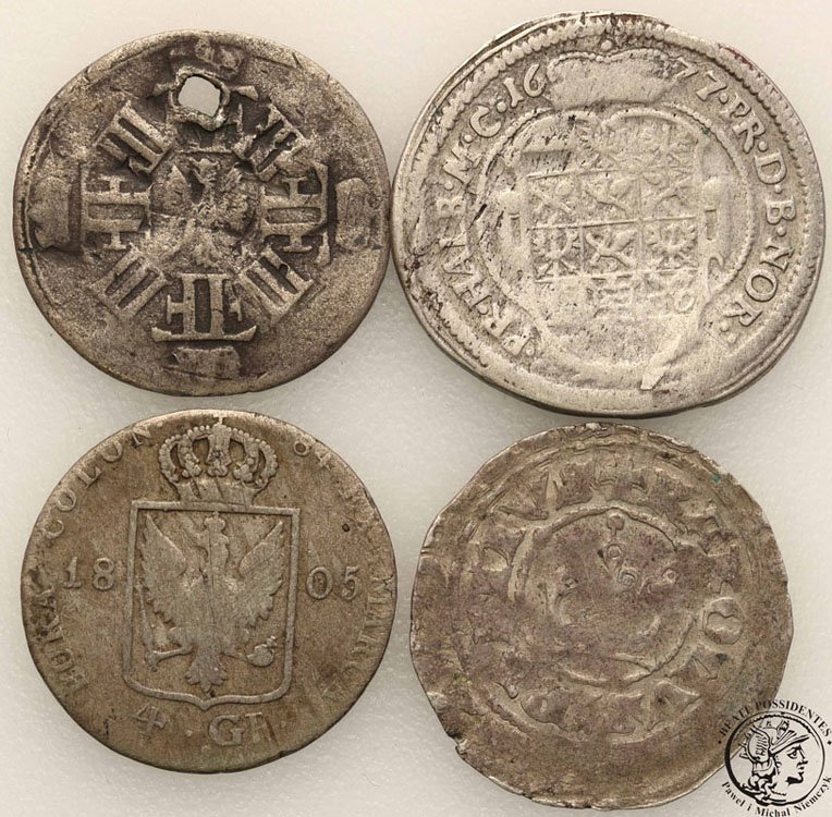 Europa monety srebrne lot 4 sztuk