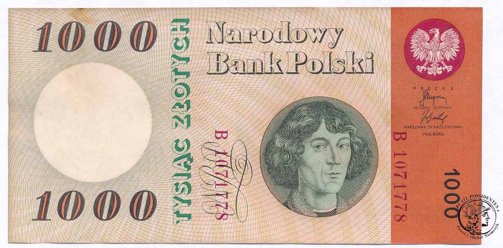 Banknot 1000 złotych 1965 Kopernik st. 2