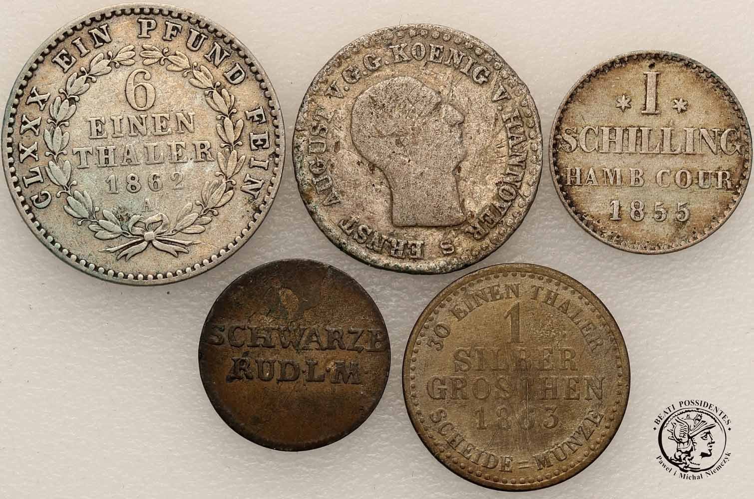 Niemcy różne monety XIX w srebro lot 5 szt st. 3