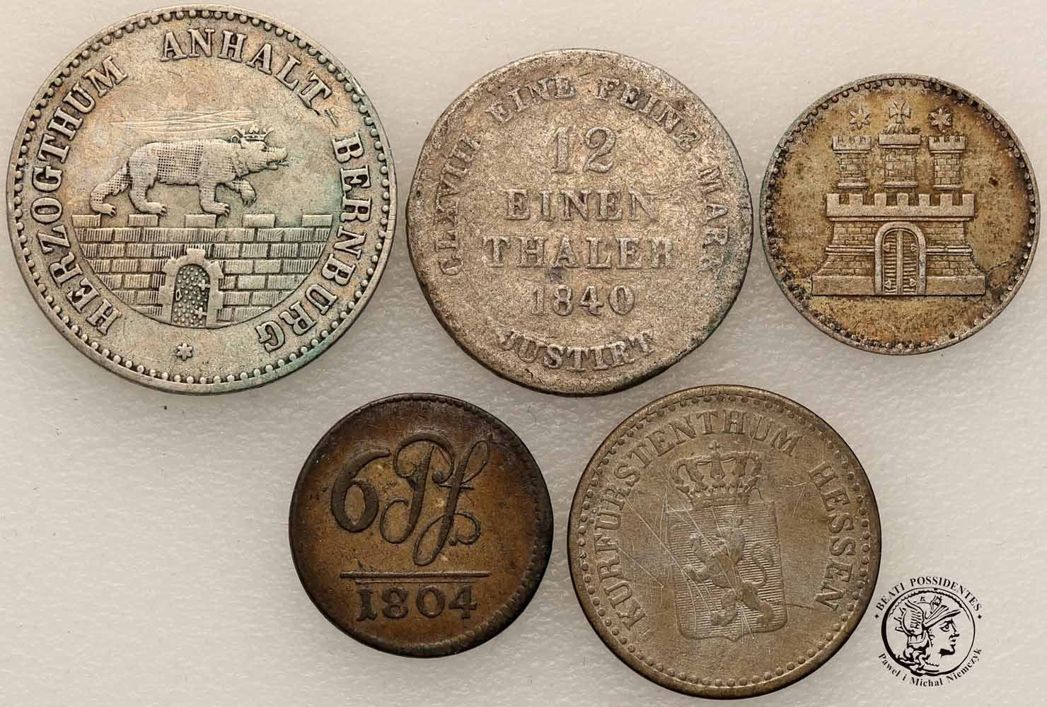 Niemcy różne monety XIX w srebro lot 5 szt st. 3