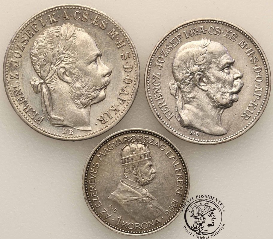 Węgry monety srebrne lot 3 szt. st.3+
