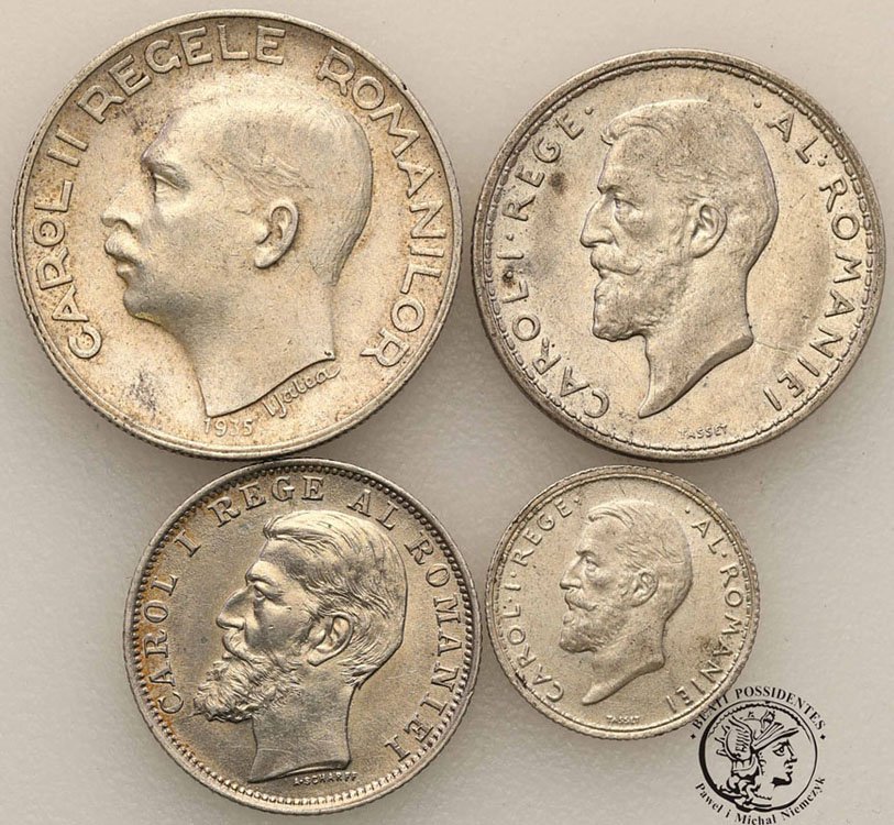 Rumunia monety srebrne lot 4 szt. st.2