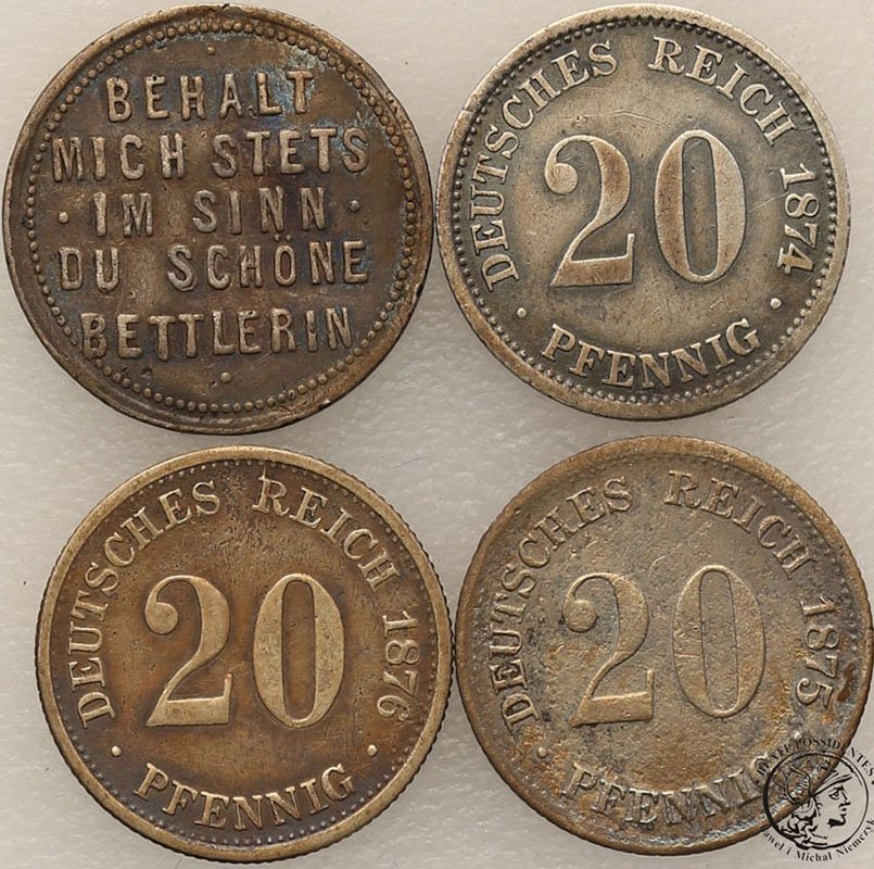 Niemcy Kaisereich 20 Pfennig 1874-76 lot 3 szt st3