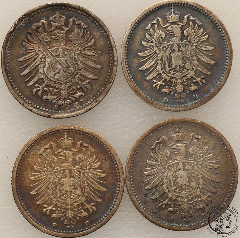 Niemcy Kaisereich 20 Pfennig 1874-76 lot 3 szt st3
