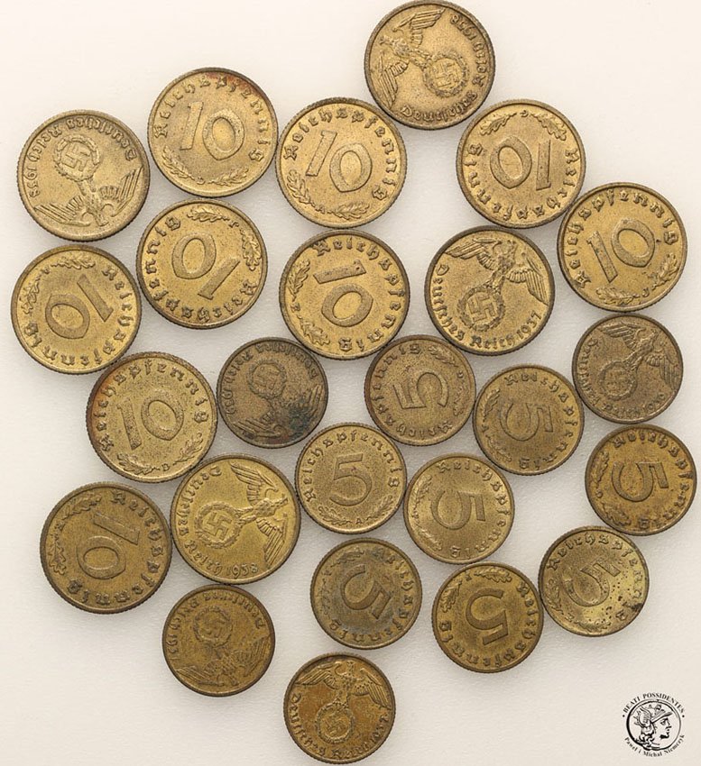 Niemcy III Rzesza 5+10 Pfennig 1935-1940 lot 25szt