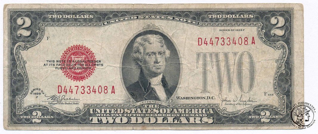 USA 2 dolary 1928 odmiana czerwona st.3