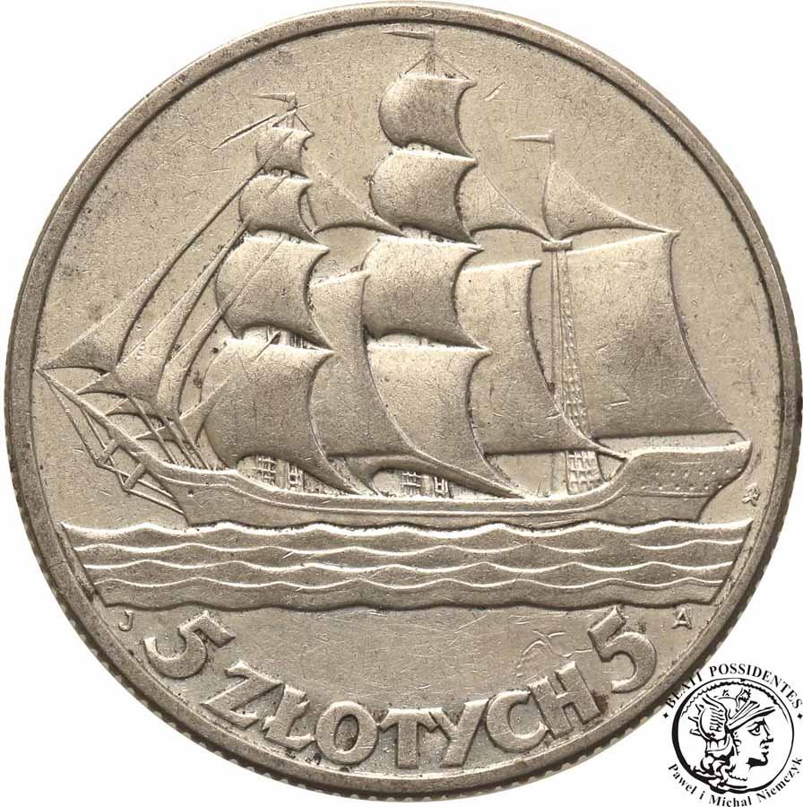 Polska 5 złotych 1936 Żaglowiec st. 3+