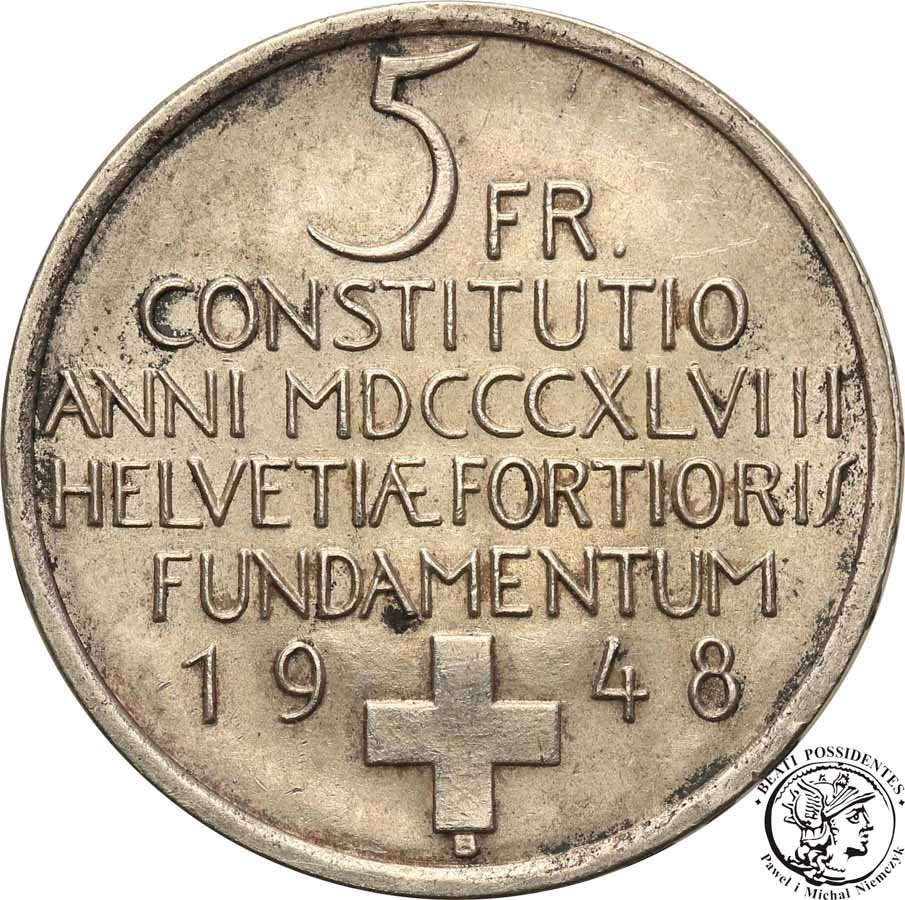 Szwajcaria 5 franków 1948 Konstytucja st.3+
