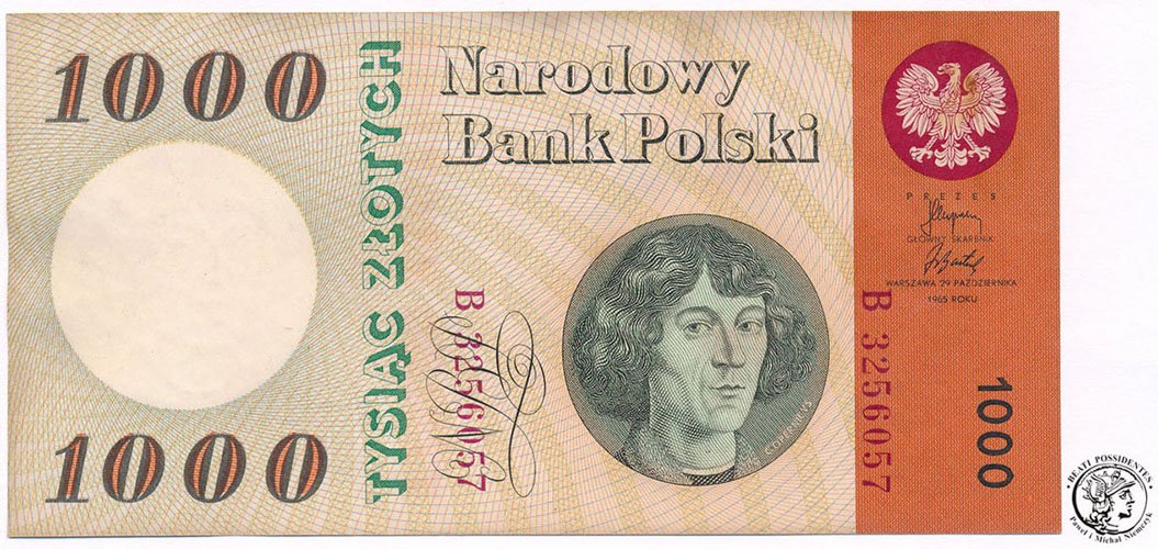 Banknot 1000 złotych 1965 Kopernik st.2