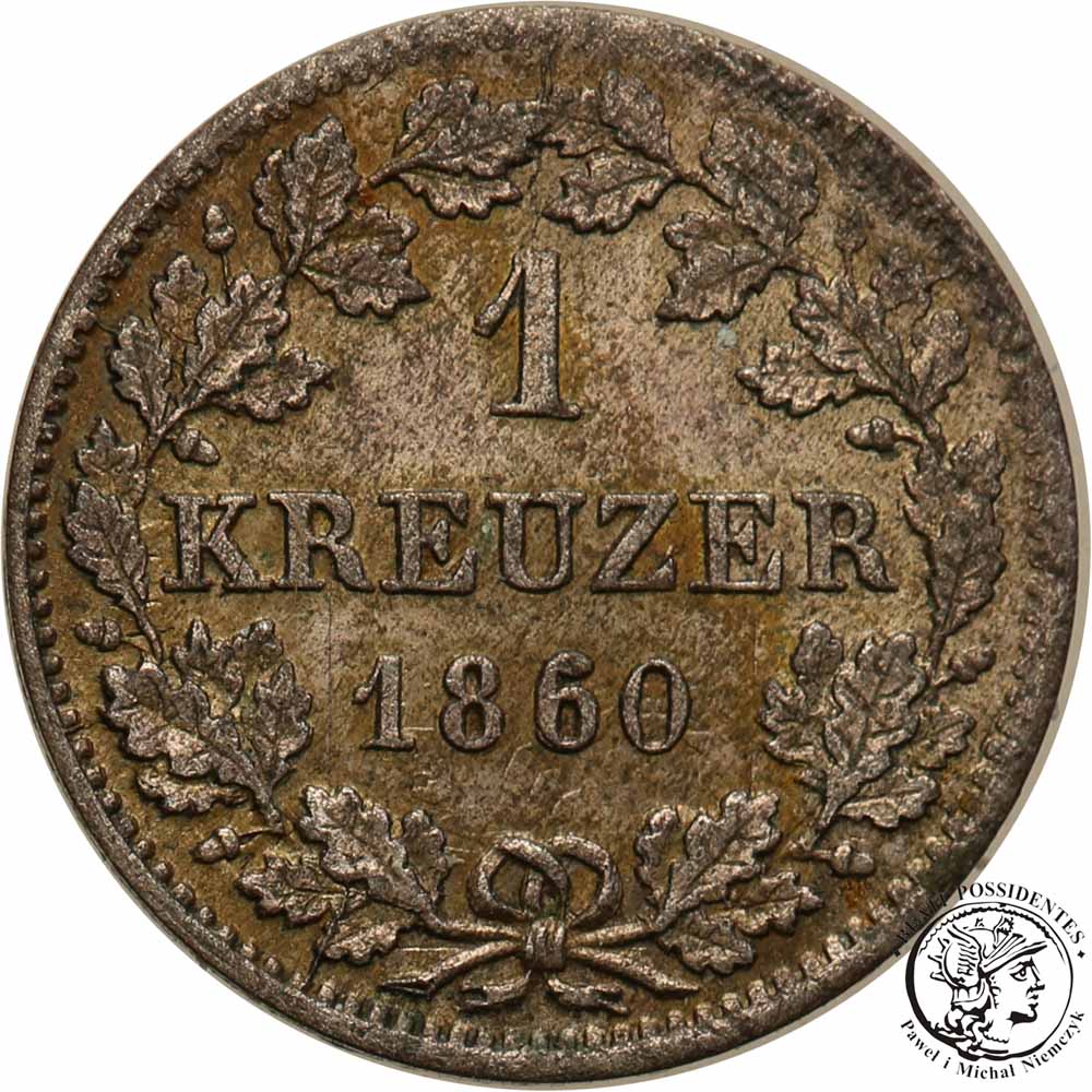 Niemcy Bawaria 1 Kreuzer 1860 st.2+