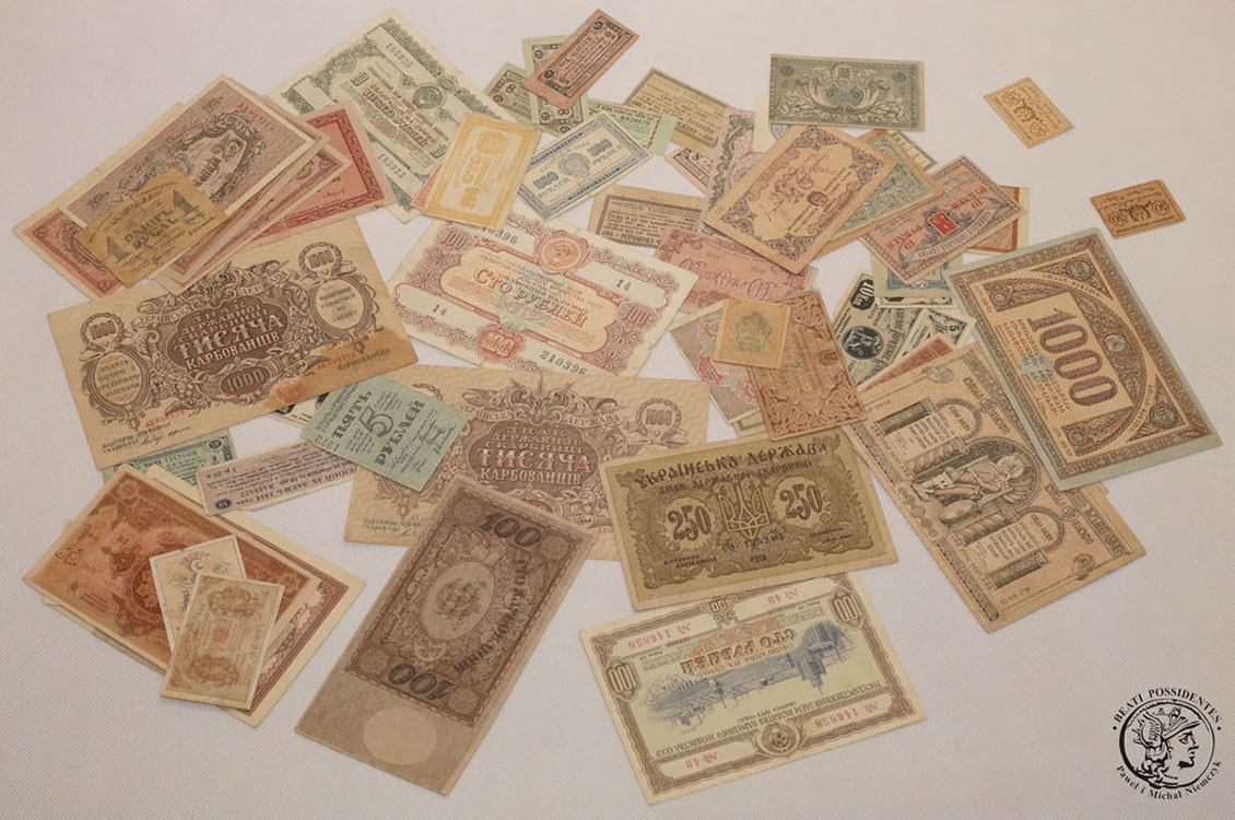 DUŻY zestaw ROSJA różne banknoty 1918-20 - 61 szt.