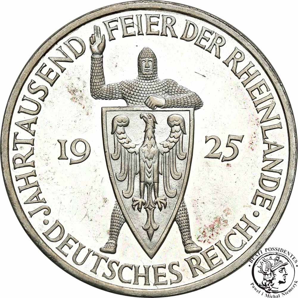 Niemcy Weimar 5 Marek 1925 A Rheinlande lustrzanka