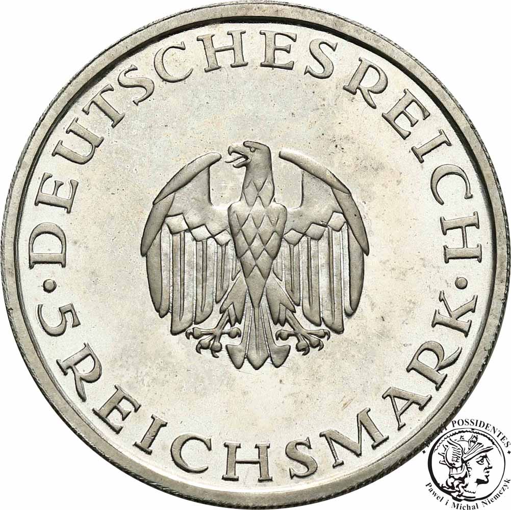 Niemcy Weimar 5 Marek 1929 E Lessing lustrzanka