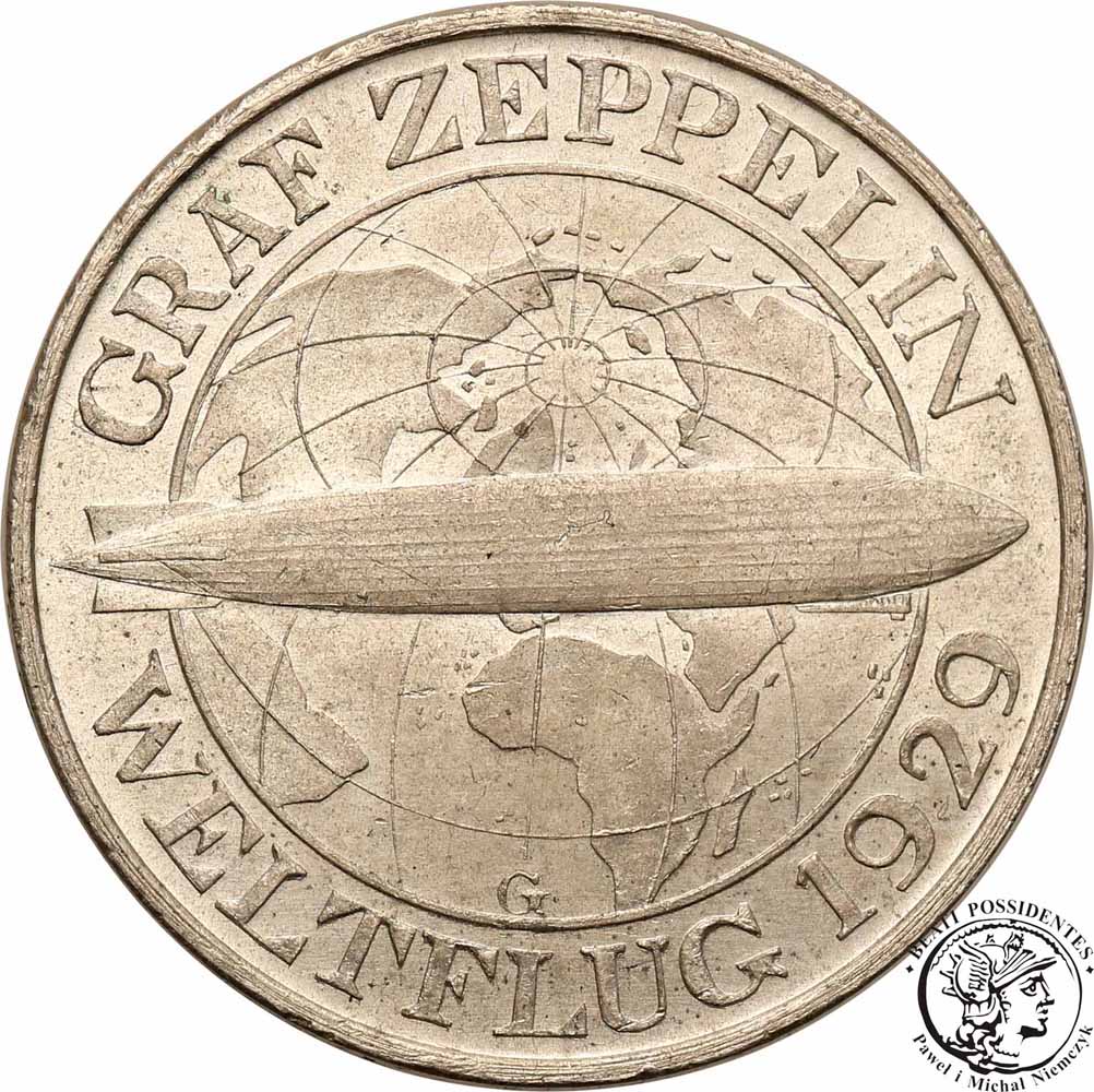 Niemcy Weimar 3 Marki 1929 G Zeppelin st.1